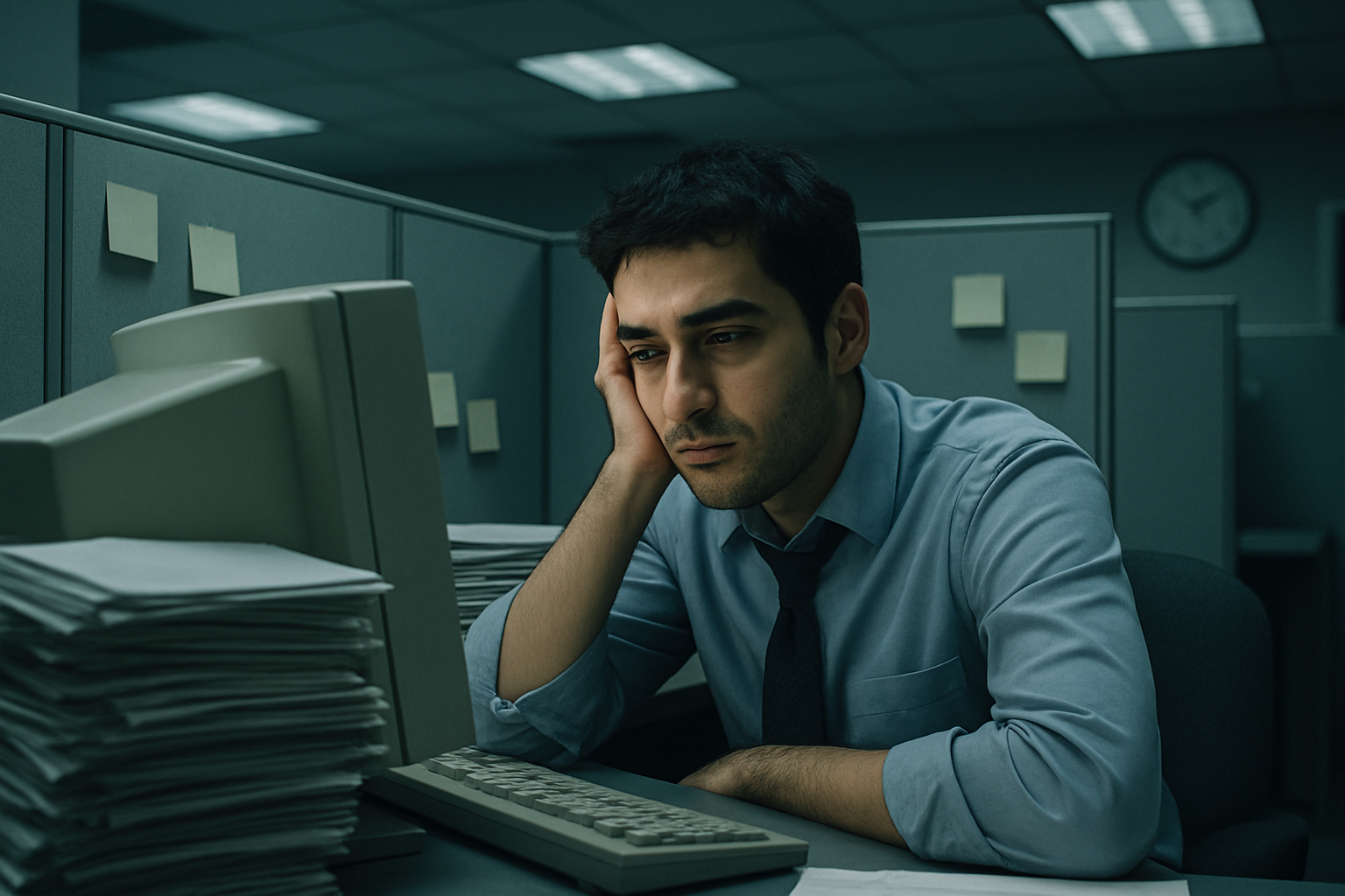 Ofiste sıkılmış, yorgun bir çalışan